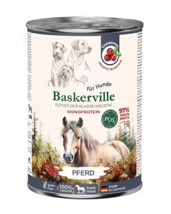 Pełnoporcjowa monobiałkowa bezzbożowa mokra karma dla psa Baskerville Konina, 400g